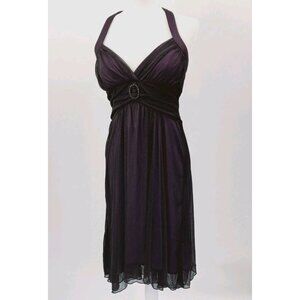 Vtg Y2k Halter Dress Sz L City Triangles Purple Black Sparkle Chiffon Whimsygoth